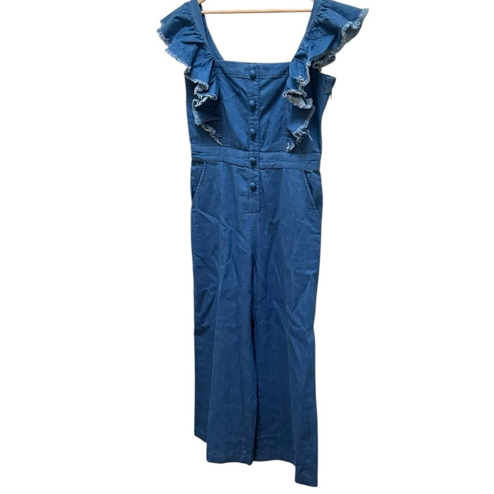 SEA NY Ruffled Shoulder Denim Jumpsuit - Picture 8 of 13